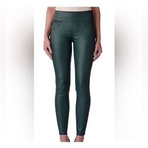 Women's Faux Leather Skinny Jeans - Green